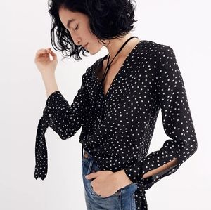 Madewell: Silk Star Scattered Tie Sleeve blouse
